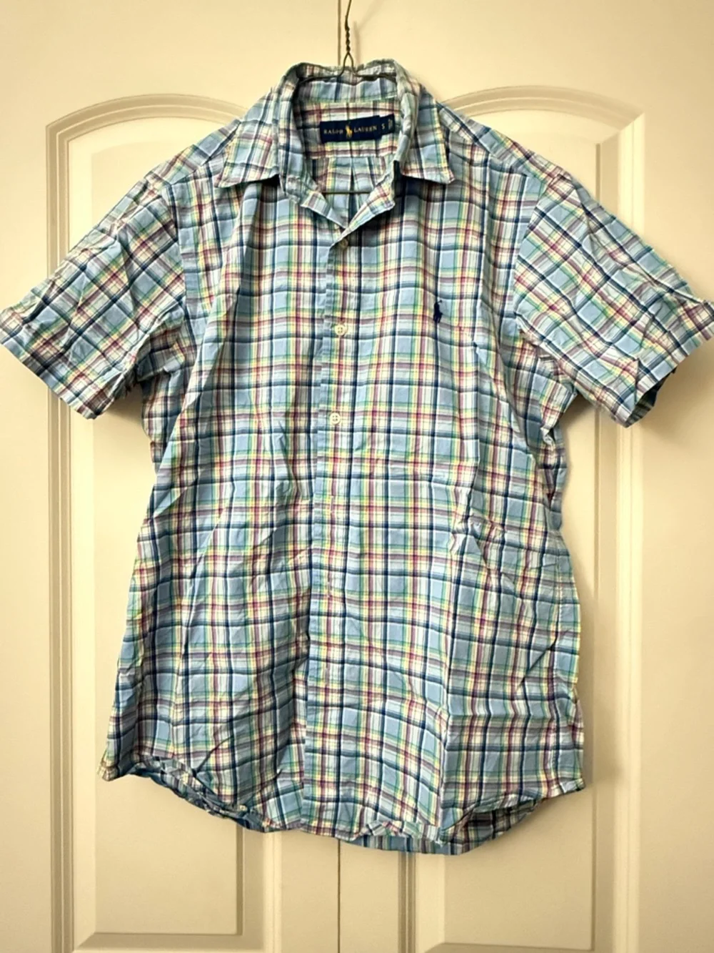 💜Polo Ralph Lauren Plaid Button-Down Shirt – Blue & Pink | Size S